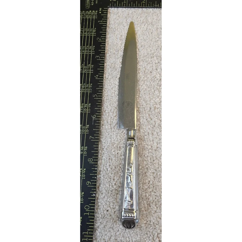 Fogo de Chao Steak Knife Silver Stainless Steel Serrated Blade Ornate Handle